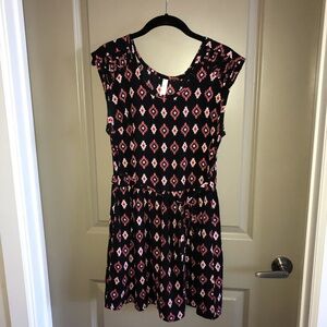 Xhilaration Black and Coral Print Dress